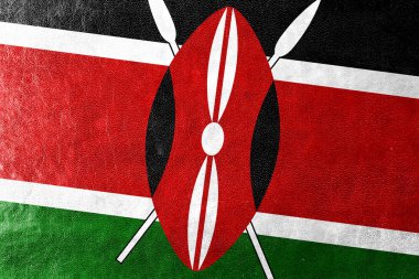 deri dokusu üzerinde boyalı kenya bayrağı