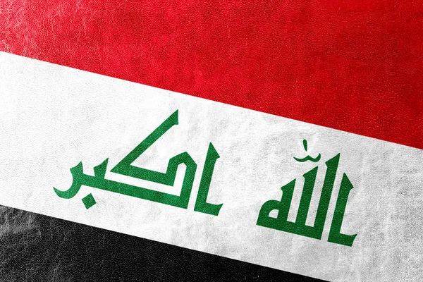 Iraque Bandeira pintada sobre textura de couro — Fotografia de Stock