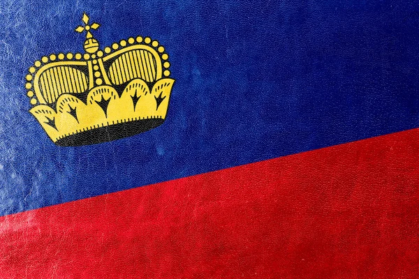 レザーのテクスチャで塗られるリヒテンシュタインの旗 — ストック写真