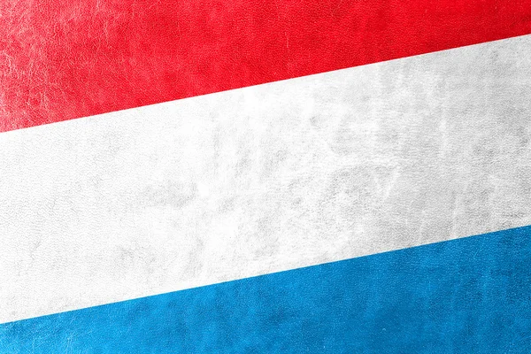 Luxemburg vlag geschilderd op leder texture — Stockfoto