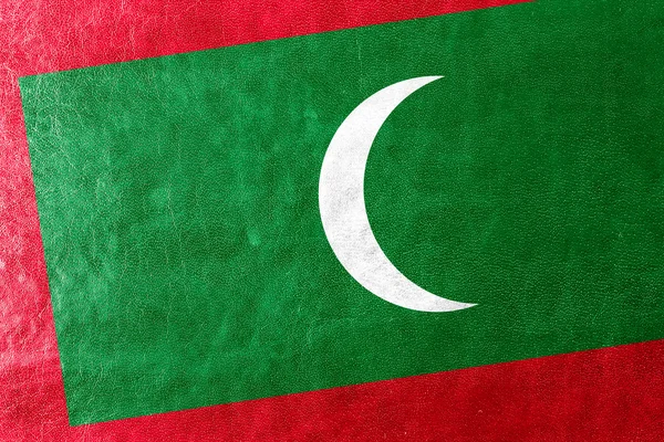 Maldives Drapeau peint sur la texture du cuir — Photo