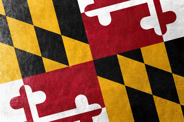 Bandera del Estado de Maryland pintada sobre textura de cuero — Foto de Stock