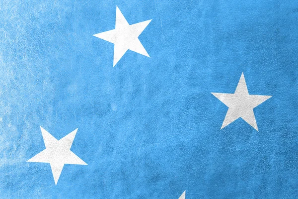 Micronesia Bandera pintada sobre textura de cuero —  Fotos de Stock