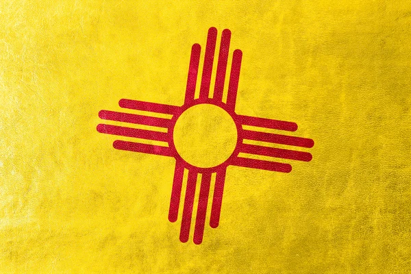 New Mexico State Flag painted on leather texture — Stock Photo, Image