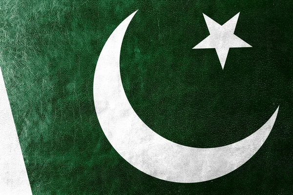 Pakistanische Flagge auf Lederstruktur gemalt — Stockfoto