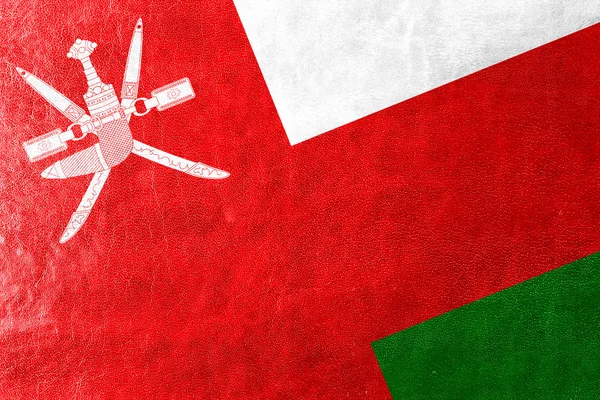 Bandera de Omán pintada sobre textura de cuero —  Fotos de Stock