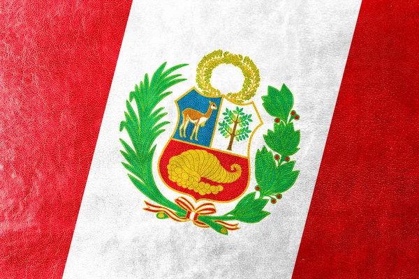 Peru Flag painted on leather texture — Stock Photo, Image