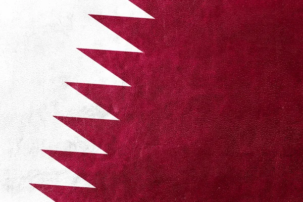 Qatar Flag painted on leather texture — Stock Photo, Image