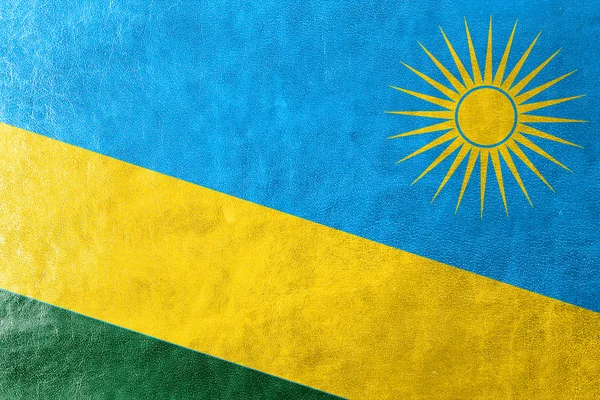 Rwanda Flag painted on leather texture — Stock Photo, Image