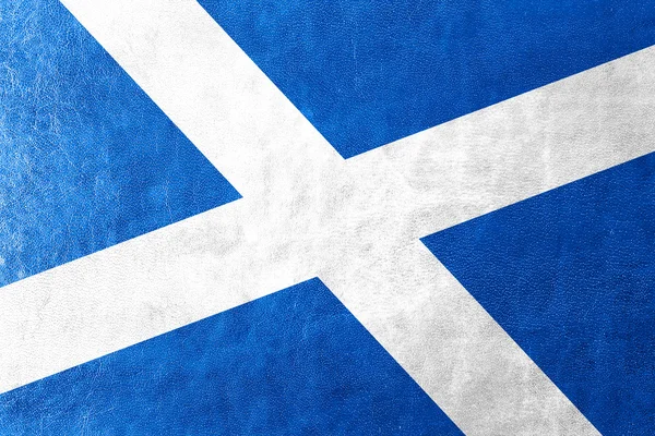 Scotland Flag painted on leather texture — Stock Photo, Image