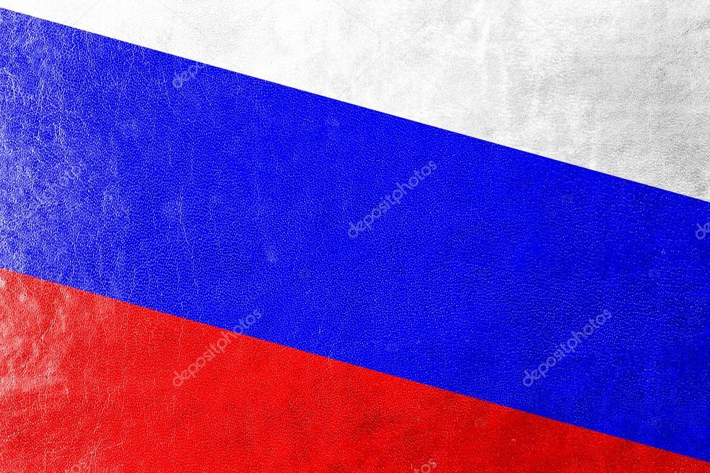 Russia Flag painted on leather texture