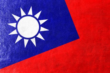 Tayvan bayrağı deri dokusu üzerinde boyalı