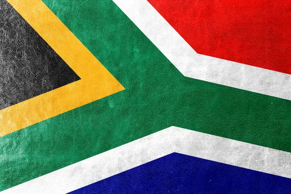 Südafrikanische Flagge auf Lederstruktur gemalt — Stockfoto