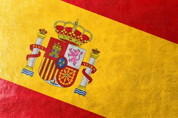 Spain Flag painted on leather texture — Stock Photo, Image