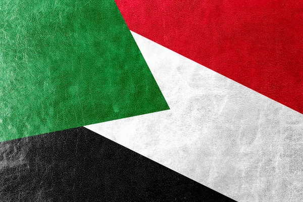 Sudan-Flagge auf Leder-Textur gemalt — Stockfoto