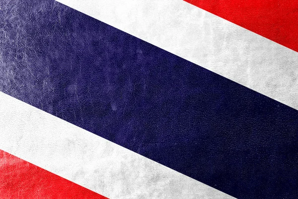 Thailändische Flagge auf Lederstruktur gemalt — Stockfoto