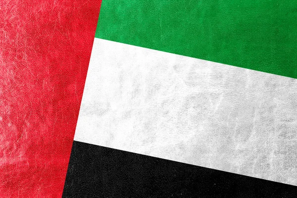 Verenigde Arabische Emiraten vlag geschilderd op leder texture — Stockfoto