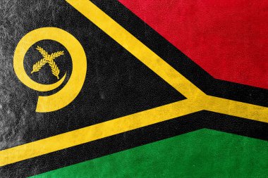 Vanuatu bayrağını deri dokusu üzerinde boyalı