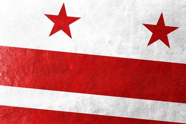 Washington DC Bandera pintada sobre textura de cuero —  Fotos de Stock