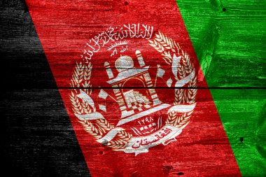 eski ahşap tahta dokusu üzerinde boyalı Afganistan bayrağı