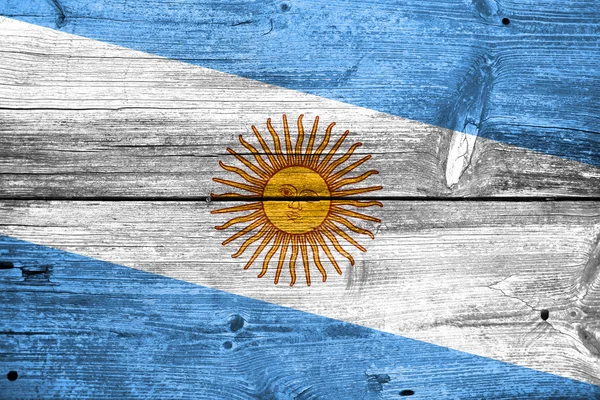 Bandera Argentina pintada sobre madera vieja textura del tablón —  Fotos de Stock