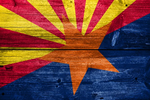 Arizona State Flag painted on old wood plank texture — Stock Photo, Image