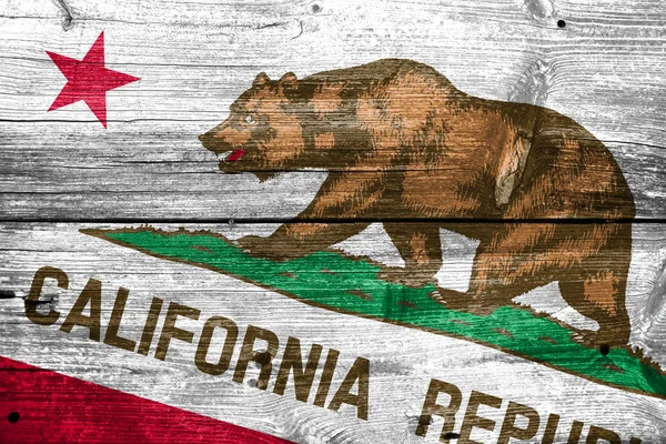 California State Flag malet på gamle træ planke tekstur - Stock-foto