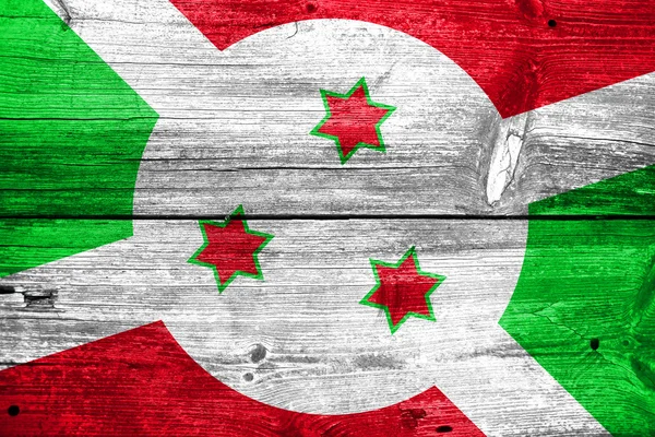 Burundi Drapeau peint sur une vieille planche de bois — Photo