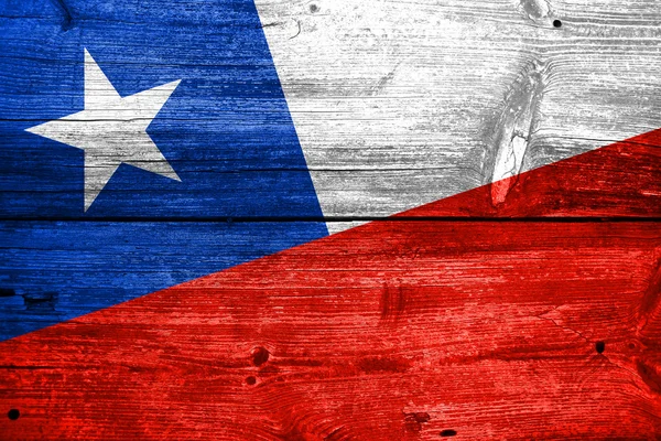 Chile Flag painted on old wood plank background — Stock Photo, Image