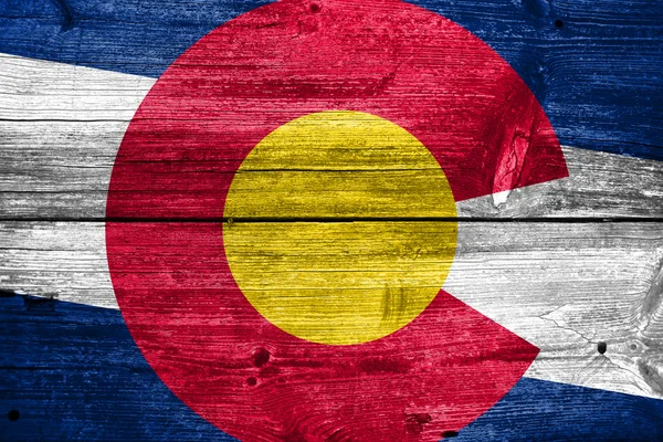 Colorado Devlet bayrağı eski ahşap tahta dokusu üzerinde boyalı