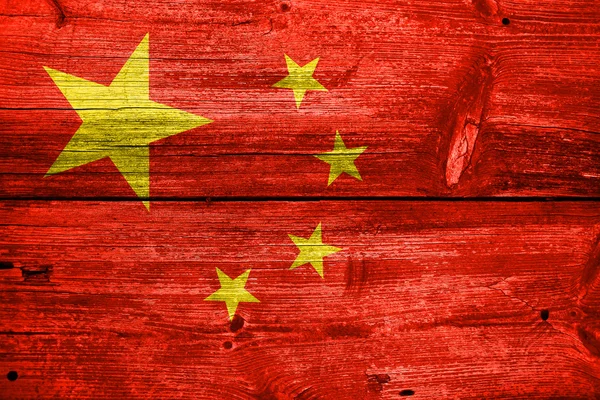 China Flag painted on old wood plank texture — Stock Photo, Image