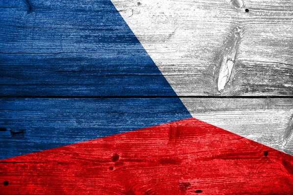 Bandera de República Checa sobre textura de madera —  Fotos de Stock