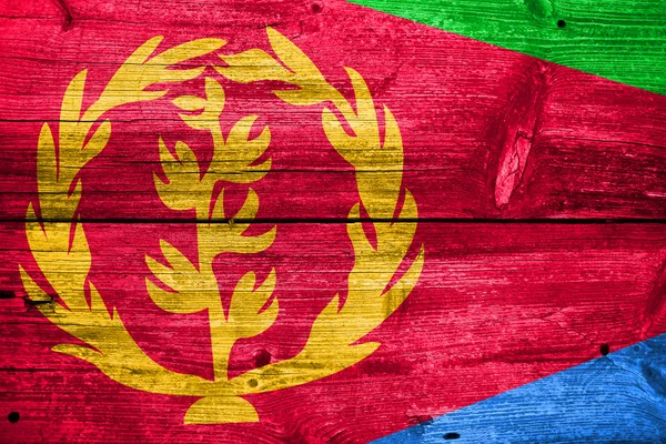 Eritrea Flag painted on old wood plank texture — Stock Photo, Image