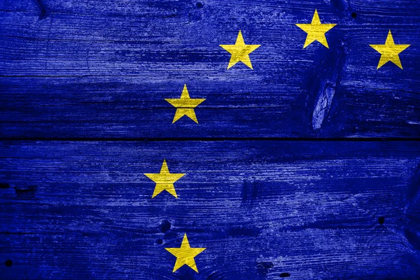 Unione Europea Bandiera dipinta su legno vecchio — Foto Stock