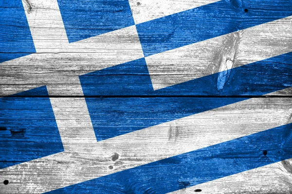 Bandera de Grecia pintada sobre fondo de madera vieja — Foto de Stock