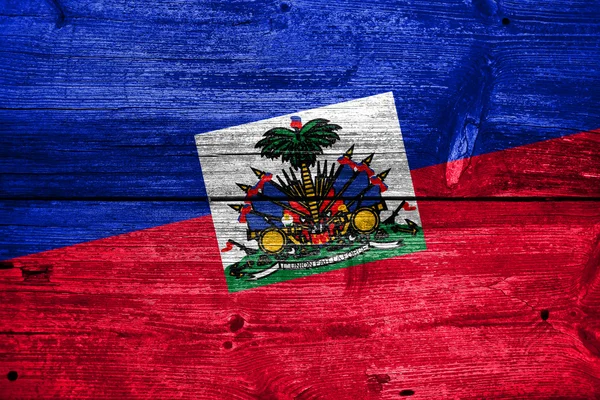 Haiti Flag painted on old wood plank texture — Stock Photo, Image