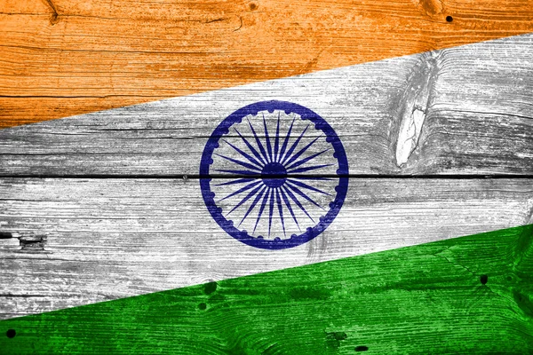 India Flag painted on old wood plank texture — Stock Photo, Image