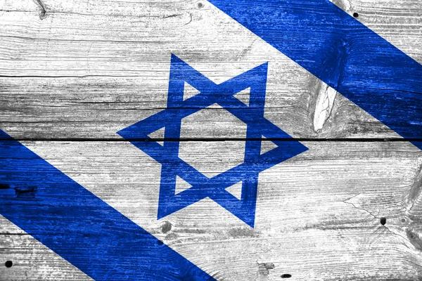 Bandera de Israel pintada sobre fondo de madera vieja — Foto de Stock