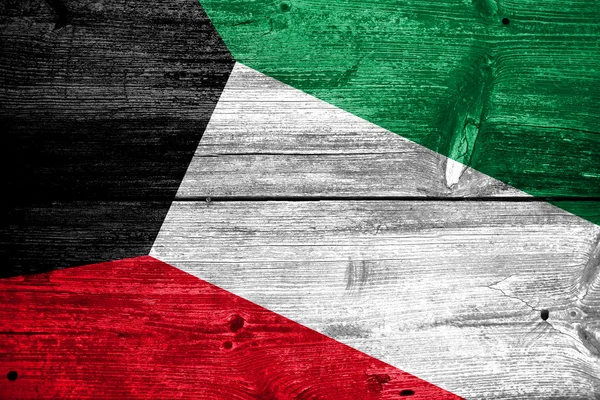 Kuwait Flag painted on old wood plank texture — Stock Photo, Image