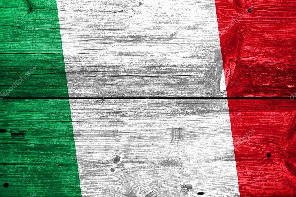 Italy Flag painted on old wood plank background