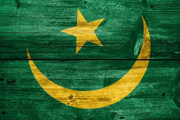 Mauritania Bandiera dipinta su legno vecchio — Foto Stock
