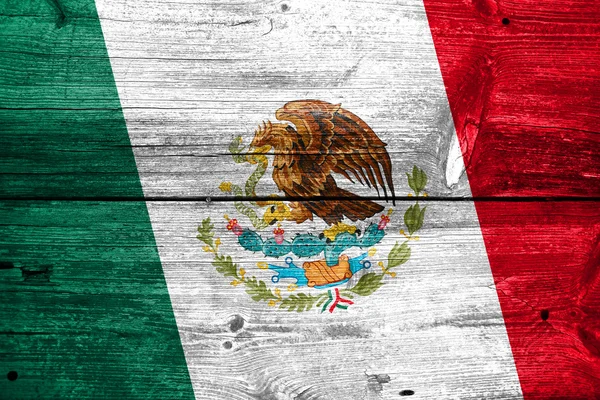 Mexico Flag painted on old wood plank texture — Stock Photo, Image