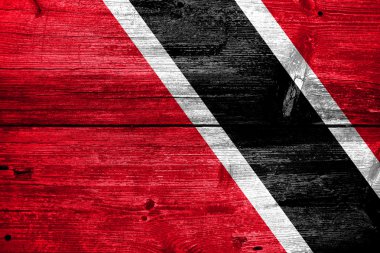 Trinidad ve tobago bayrağı eski ahşap tahta dokusu üzerinde boyalı