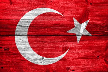 eski ahşap tahta dokusu üzerinde boyalı Türkiye bayrağı