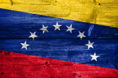 eski ahşap tahta dokusu üzerinde boyalı Venezüella bayrağı