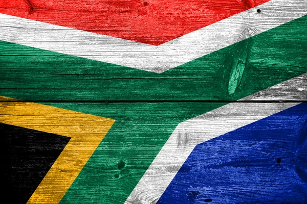 South Africa Flag painted on old wood plank texture — Stock Photo, Image