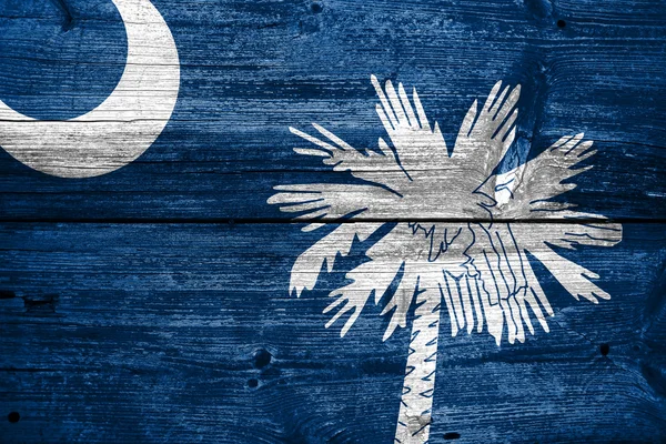 South Carolina State Bandiera dipinta su legno vecchio — Foto Stock