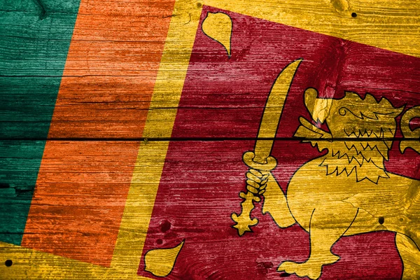 Sri Lanka Bandeira pintada em madeira velha prancha textura — Fotografia de Stock