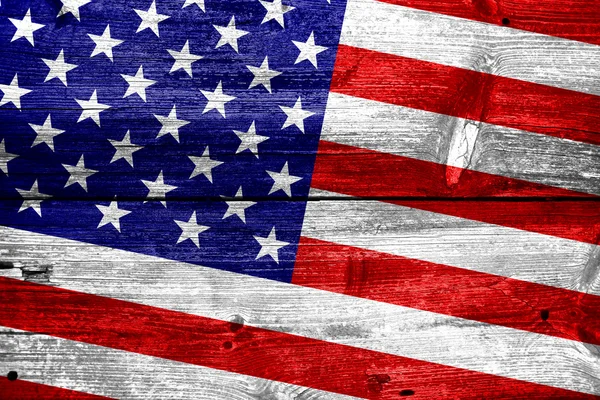 USA Flag painted on old wood plank texture — Stock Photo, Image