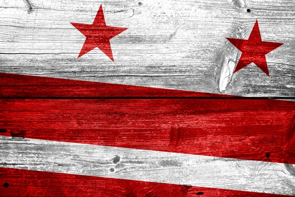 Washington dc vlag geschilderd op oude houten plank textuur — Stockfoto